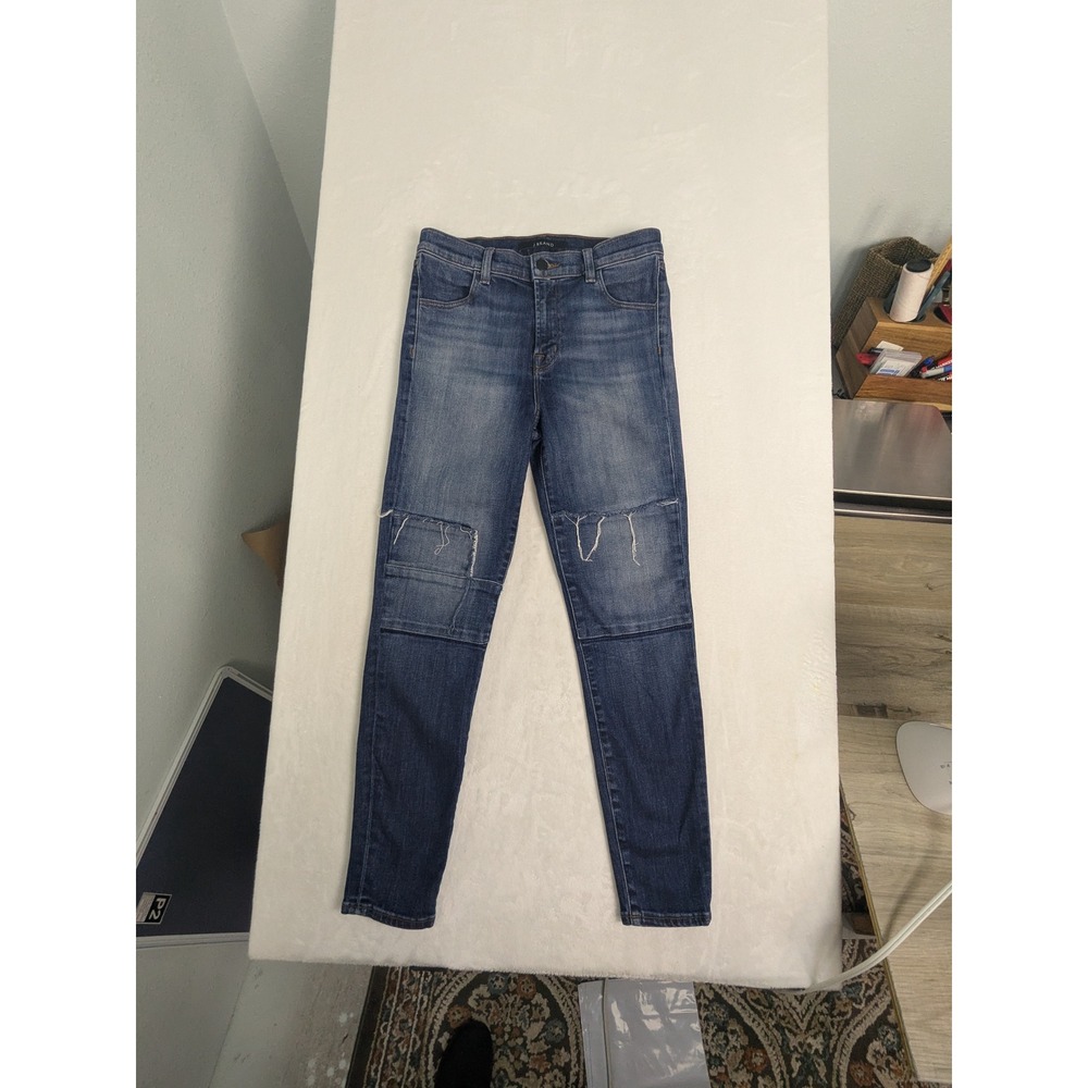 Jeans J Brand Women 27 Blue Distressed Jasper Patched Alana High Rise Crop